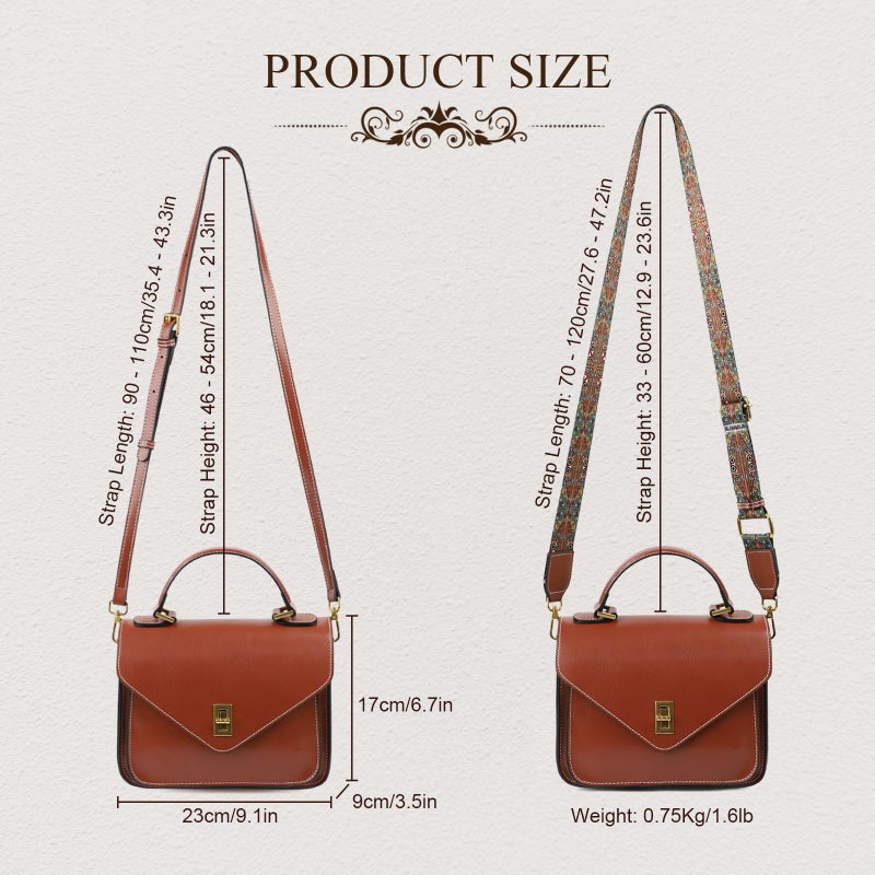 MoreFarther Genuine Leather Crossbody Bags for Women Lightweight Handbag Commuter Business Travel Purse with Adjustable Dual Strap (Brown) - Image 3