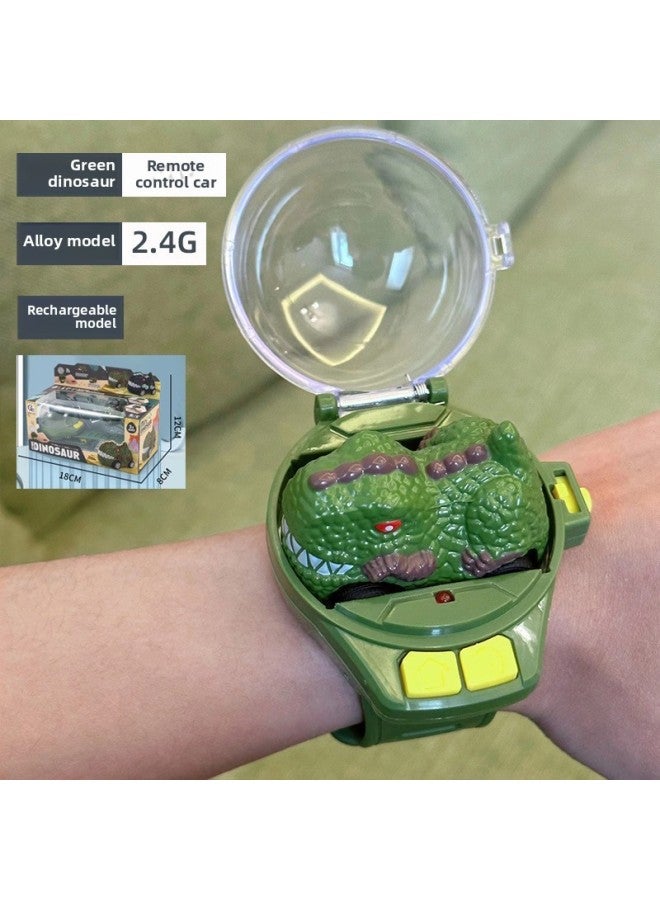 إسكدنيا ساعة الأطفال سيارة التحكم عن بعد سيارة ديناصور صغيرة سيارة خزان سيارة لعبة سيارة الوالدين والطفل التفاعلية التجارة الخارجية اللون: ديناصور 【أخضر】 - Image 1