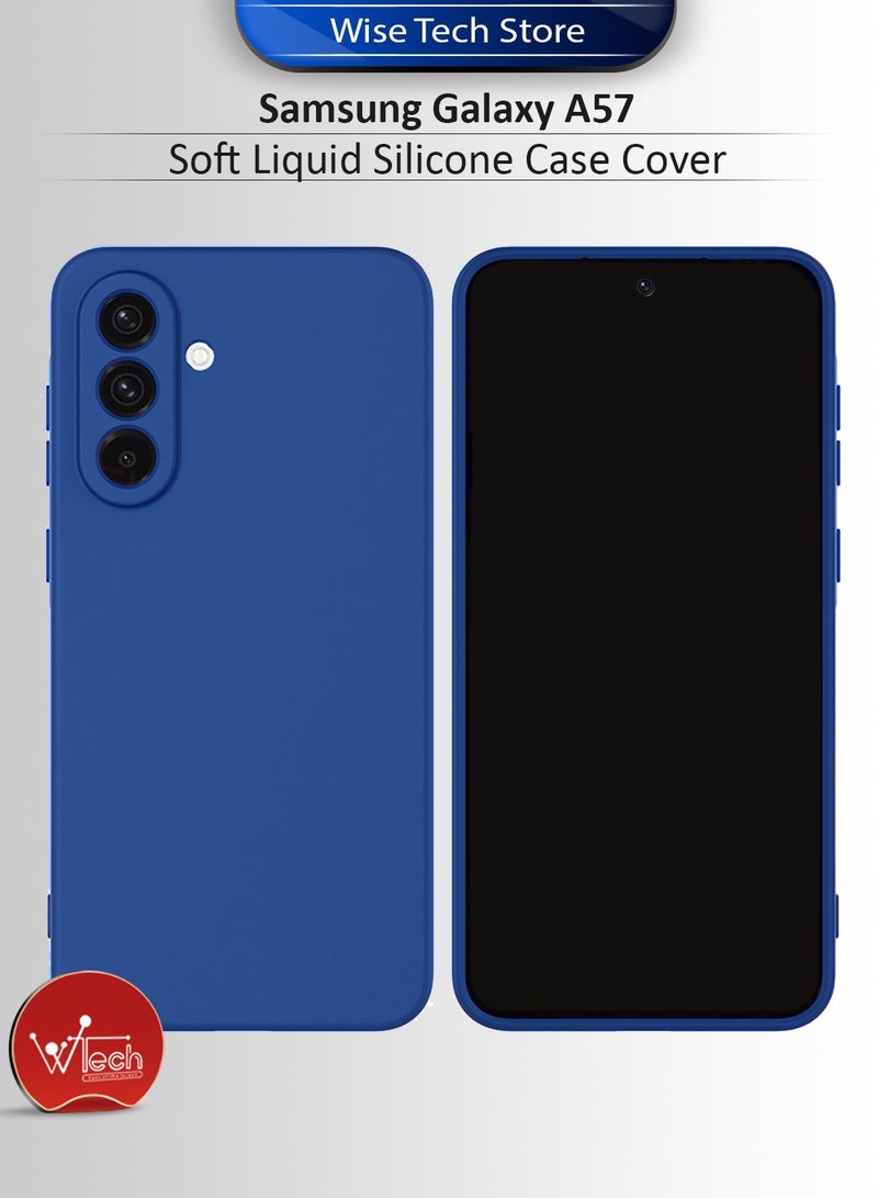 دبليو تيك غطاء حماية من السيليكون السائل الناعم لهاتف سامسونج جالاكسي A57 5G 2025 (MCRPSN) - أزرق كحلي - Image 1