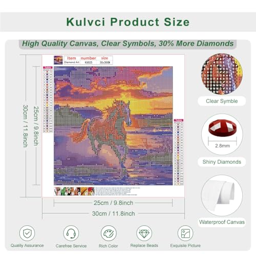 Kulvci Diamond Painting Kits for Adults, Horse Round Full Drill Diamond Art Kits, 5D DIY Diamonds Crafts for Home Wall Decoration Gifts 12×12inch - Image 4