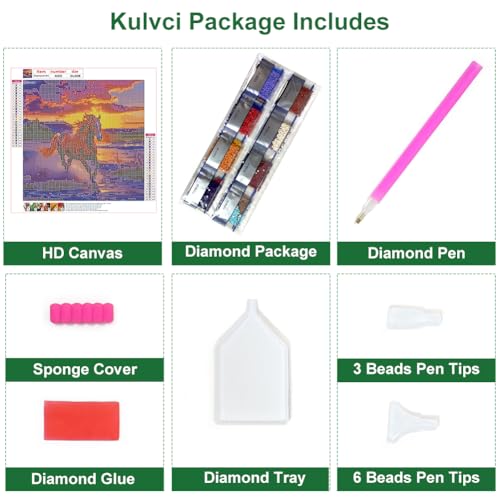 Kulvci Diamond Painting Kits for Adults, Horse Round Full Drill Diamond Art Kits, 5D DIY Diamonds Crafts for Home Wall Decoration Gifts 12×12inch - Image 5