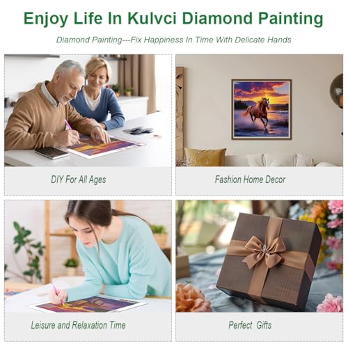 Kulvci Diamond Painting Kits for Adults, Horse Round Full Drill Diamond Art Kits, 5D DIY Diamonds Crafts for Home Wall Decoration Gifts 12×12inch - Image 3