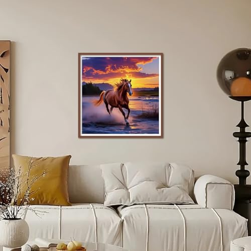 Kulvci Diamond Painting Kits for Adults, Horse Round Full Drill Diamond Art Kits, 5D DIY Diamonds Crafts for Home Wall Decoration Gifts 12×12inch - Image 2