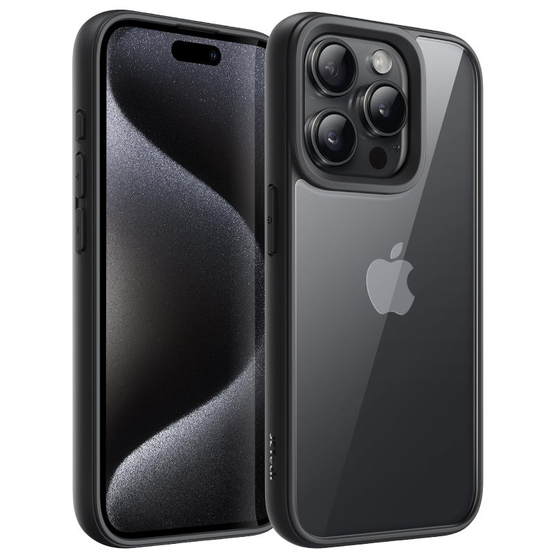 JETech Case for iPhone 15 Pro Max 67Inch Shockproof Phone Bumper Cover Solid Color Matte TPU Frame AntiScratch Clear Back Black Titanium - Image 2