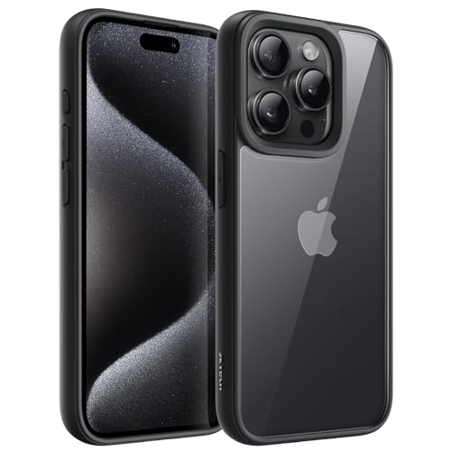 JETech Case for iPhone 15 Pro Max 67Inch Shockproof Phone Bumper Cover Solid Color Matte TPU Frame AntiScratch Clear Back Black Titanium - Image 1