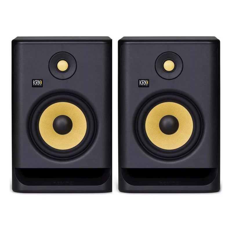 KRK Powered Studio Monitor with 7" LF Driver, 1" HF Driver, Room Correction, LCD Visual EQ, and Brickwall Limiter (Pair) - Image 1