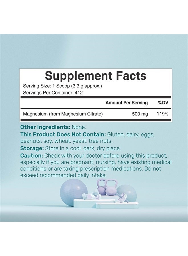 DEAL SUPPLEMENT Magnesium Citrate Powder 500mg, 3lbs – Unflavored, Easily Absorbed – Purified Trace Mineral for Muscle, Heart, & Digestive Support – One a Day, Non-GMO, Filler Free - Image 2