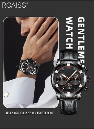 Men's Leather Strap Quartz Watch, Analog Display Round Shape Dial Watch with Date Display, Waterproof Luminous Watch as Gift for Men - pzsku/ZA0B31DC8FCE86E765B7EZ/45/_/1735118125/37291d74-363f-40b1-9757-36881fbd58d3