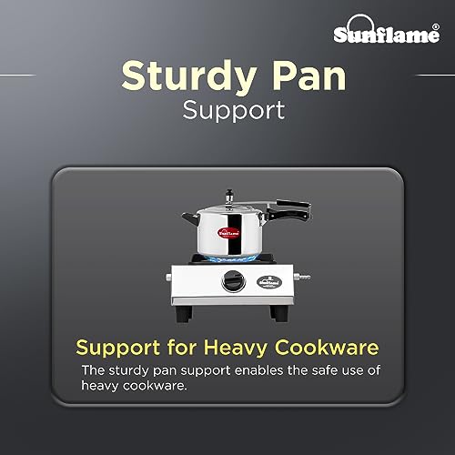 Sunflame One Burner Glass Top Gas Stove | Jumbo Burner Gas Stove | 2-Year Product Coverage by Sunflame | Manual Ignition | Heavy Duty Pan Support | PAN India Presence | Silver - Image 4