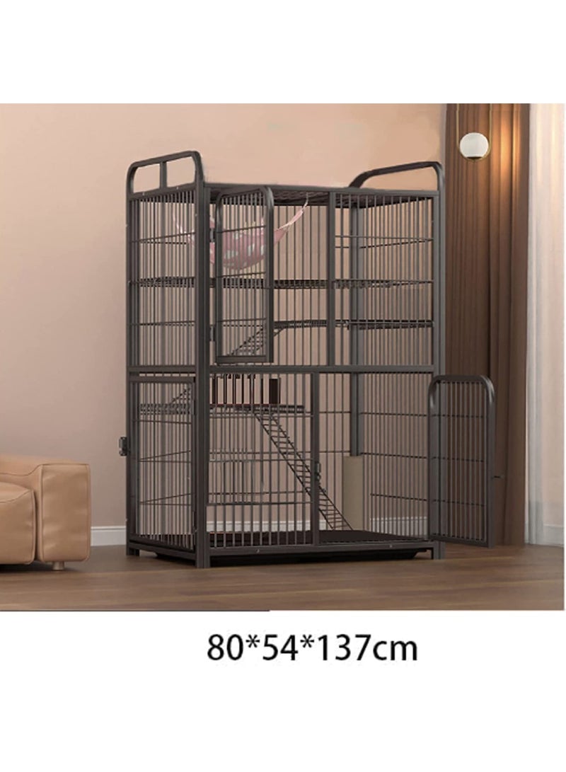 ليموس قفص لعب للحيوانات الأليفة للكلاب والقطط قفص داخلي كبير مع عجلات أرجوحة وصينية قابلة للإزالة - Image 2