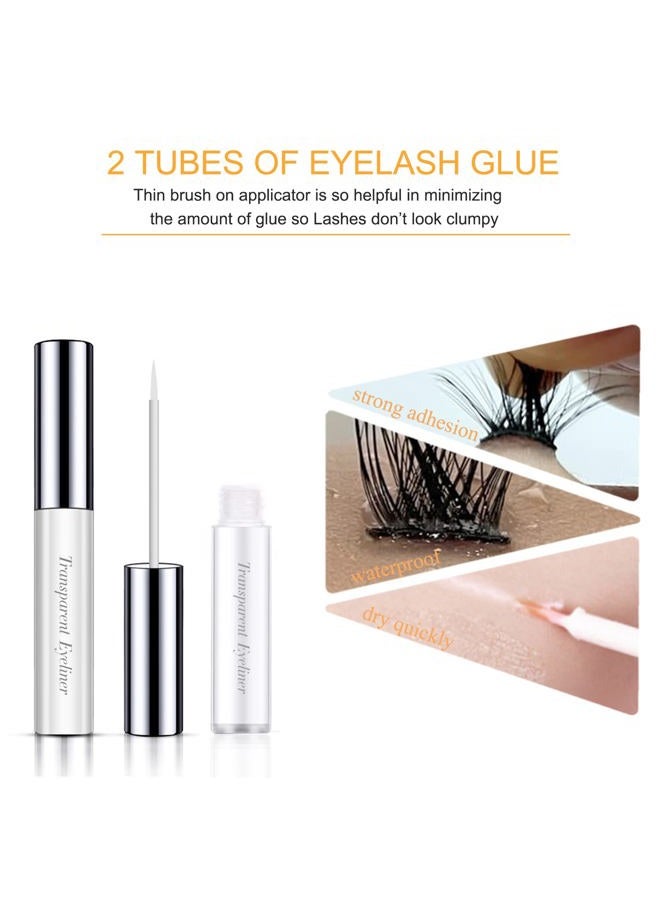 Aibipo DIY Lash Extension Kit, 72 Clusters Volume Lashes Set Soft and Lightweight, C Curl 0.07mm 10-15mm Mixed DIY Eyelash Extension, at Home Lash Extensions Kit with Cluster Lashes Glue and Tweezers - Image 5