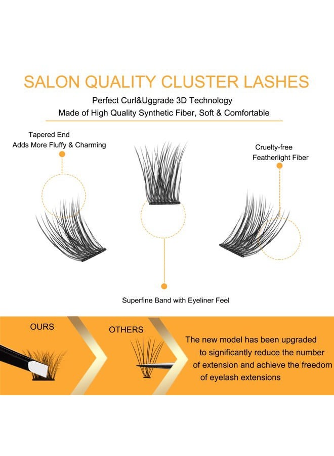 Aibipo DIY Lash Extension Kit, 72 Clusters Volume Lashes Set Soft and Lightweight, C Curl 0.07mm 10-15mm Mixed DIY Eyelash Extension, at Home Lash Extensions Kit with Cluster Lashes Glue and Tweezers - Image 4