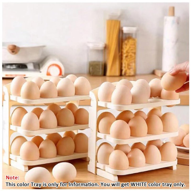 HMV MALL Egg Storage Box Refrigerator Side Door 24 Egg Storage Box 3 Layer Egg Grid DropResistant Egg Holder Folding Egg Holder Folding Egg Box - Image 3