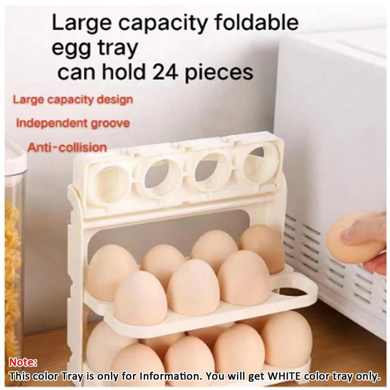 HMV MALL Egg Storage Box Refrigerator Side Door 24 Egg Storage Box 3 Layer Egg Grid DropResistant Egg Holder Folding Egg Holder Folding Egg Box - Image 4