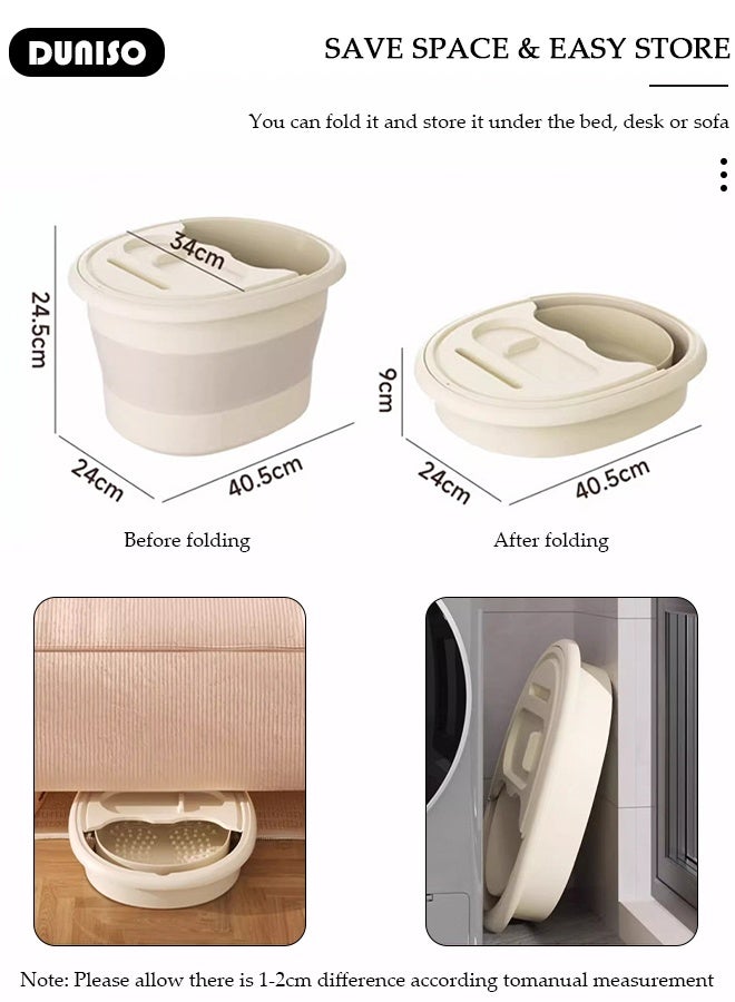 DUNISO Collapsible Foot Soak Tub Foldable Foot Bath Tub With Cover Large Capacity Foot Washing Basin Portable Foot Bath Basin for Soaking Feet Storable Plastic Foot Soaking Tub for At Home Relax Foot Spa Treatment  - Image 4