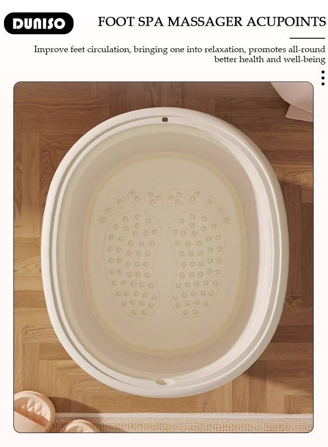 DUNISO Collapsible Foot Soak Tub Foldable Foot Bath Tub With Cover Large Capacity Foot Washing Basin Portable Foot Bath Basin for Soaking Feet Storable Plastic Foot Soaking Tub for At Home Relax Foot Spa Treatment  - Image 2