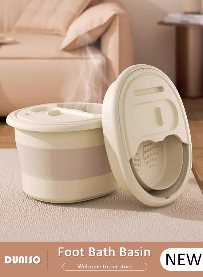 DUNISO Collapsible Foot Soak Tub Foldable Foot Bath Tub With Cover Large Capacity Foot Washing Basin Portable Foot Bath Basin for Soaking Feet Storable Plastic Foot Soaking Tub for At Home Relax Foot Spa Treatment  - Image 1