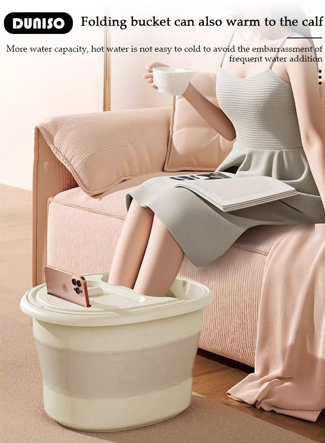 DUNISO Collapsible Foot Soak Tub Foldable Foot Bath Tub With Cover Large Capacity Foot Washing Basin Portable Foot Bath Basin for Soaking Feet Storable Plastic Foot Soaking Tub for At Home Relax Foot Spa Treatment  - Image 5