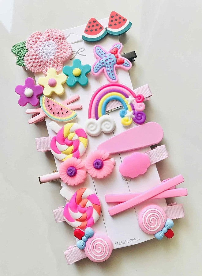 14 Pcs Cute Hair Clips for Baby Girls, Toddlers, and Little Girls - Premium Trendy Hair Accessories, Different Styles and Sizes, Secure Grip, Soft and Safe for Hair (Pink (Style 1))