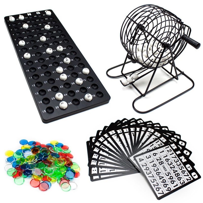 Bingo FASTRD Complete Bingo Game Set for Adults & Kids: Metal Bingo Cage, Durable Bingo Cards & Chips, Easy-Read Bingo Balls, Family & Senior Friendly, Ideal for Parties, Fundraisers, Large Groups - Image 1