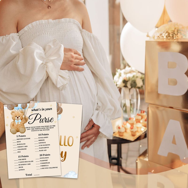 Toerifer Baby Shower Game Cards, Bear Theme What's in Your Purse Game Card for Baby Shower Partyï¼ŒFunny and Easy Icebreak Baby Shower Party Games Ideas Activity for Parent-to-be, 30 Double Print Cards - Image 5