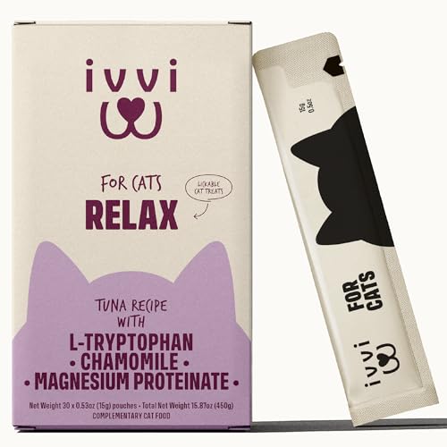 ivvi Relax for Cats – Calming Cream with Tryptophan, Casein, Magnesium & B Vitamins – Natural Stress Support – 30 x 0.53 oz Sachets – with Real Tuna - Image 1