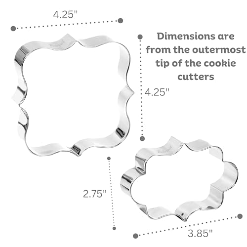 Bakerpan Stainless Steel Plaque Cookie Cutters Shapes, Frame Cookie Cutters for Baking - Set of 2 - Image 2