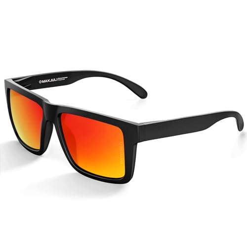 MAXJULI XXL Size Double Extra Large Z87 Sunglasses for Big Wide Heads Men TR90 Ultralight UV400 Protection Glasses 8228 Matte Black FrameRed Lens - Image 1