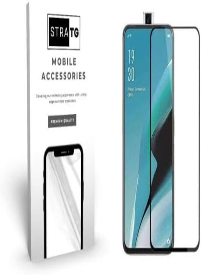 StraTG Oppo Realme X/Oppo Reno 2F / Reno 2Z / F11 Pro/Vivo V15 Glass Screen Protector - Crystal Clear Protection for Your Smartphone Display - Black Frame