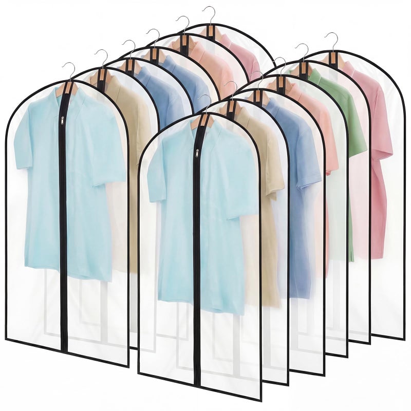 Dntorx 12 Pack Garment Bags 60 * 100cm, 40in PEVA Translucent Garment Covers, Suit Storage Bags, Dress Organizer Bags Used To Protect Shirts, Winter Coats, Jackets - Image 1