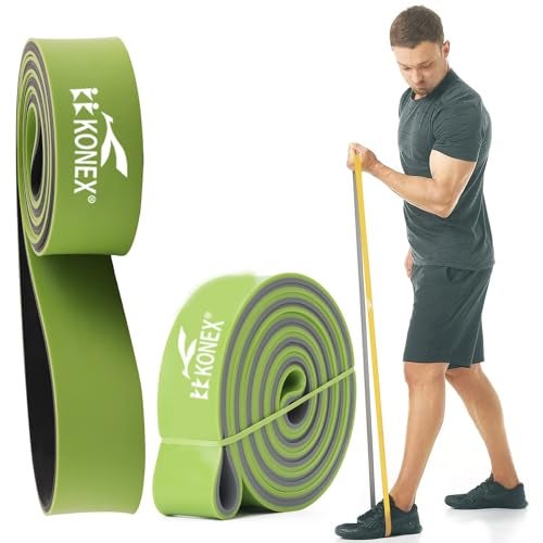 Konex Heavy Resistance Band for Men & Women | Durable Natural Latex Stretch Band (45-60 Kg) for Back & Full Body Workout | Ideal for Home, Gym, Fitness, Yoga, Stretching & Toning Exercises - Green - Image 1