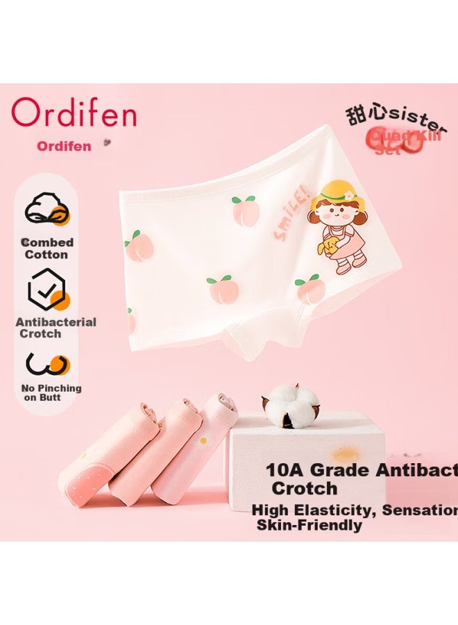 Ordifen Kids Girls Cotton Knitted Underwear Youth Boxer Shorts 4-pack 2XL - Image 2