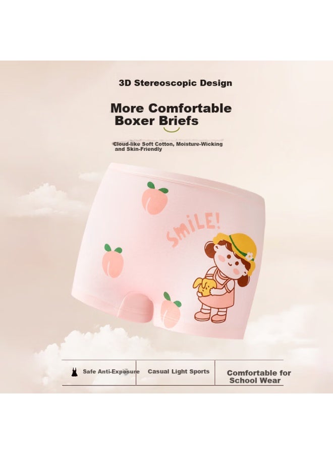 Ordifen Kids Girls Cotton Knitted Underwear Youth Boxer Shorts 4-pack 2XL - Image 3