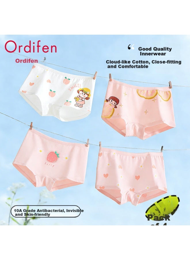Ordifen Kids Girls Cotton Knitted Underwear Youth Boxer Shorts 4-pack 2XL - Image 1