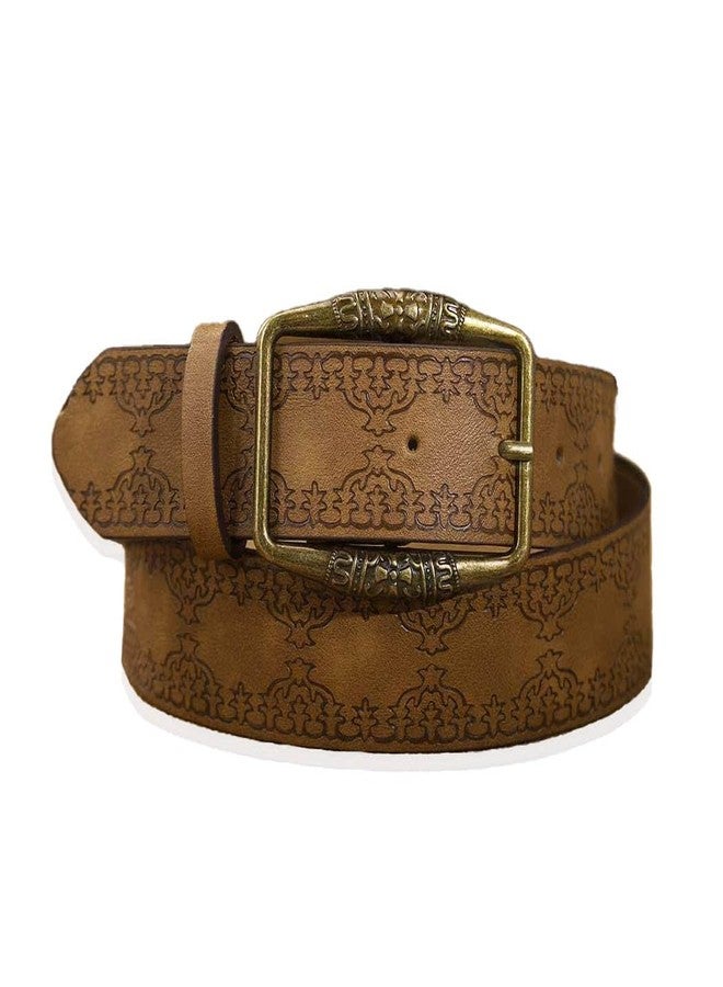 Aularso Brown Western Belt for Women Cowgirls Leather Belts Cowboy Waist Belt for Jeans Pants Dresses (Brown, Fit for Waist Size:33''-39'') - Image 1