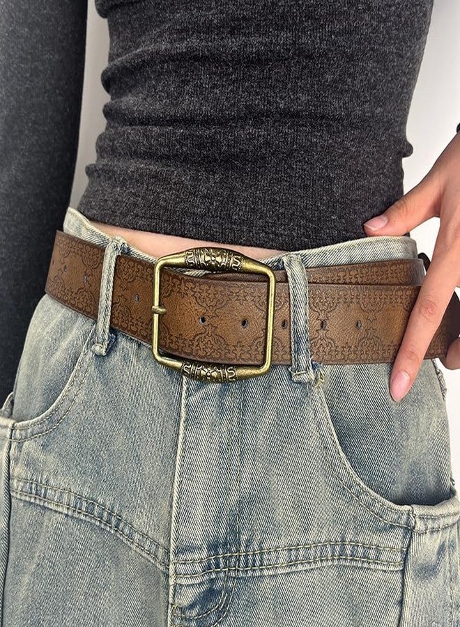 Aularso Brown Western Belt for Women Cowgirls Leather Belts Cowboy Waist Belt for Jeans Pants Dresses (Brown, Fit for Waist Size:33''-39'') - Image 2
