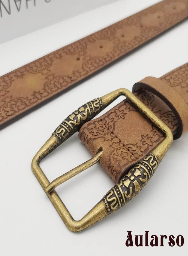 Aularso Brown Western Belt for Women Cowgirls Leather Belts Cowboy Waist Belt for Jeans Pants Dresses (Brown, Fit for Waist Size:33''-39'') - Image 4