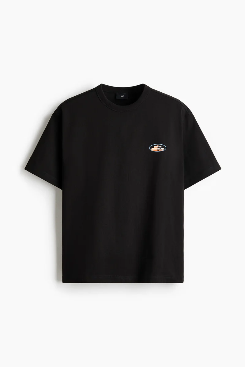 H&M  Loose Fit Printed Cotton T-shirt for Men | Best Price UAE