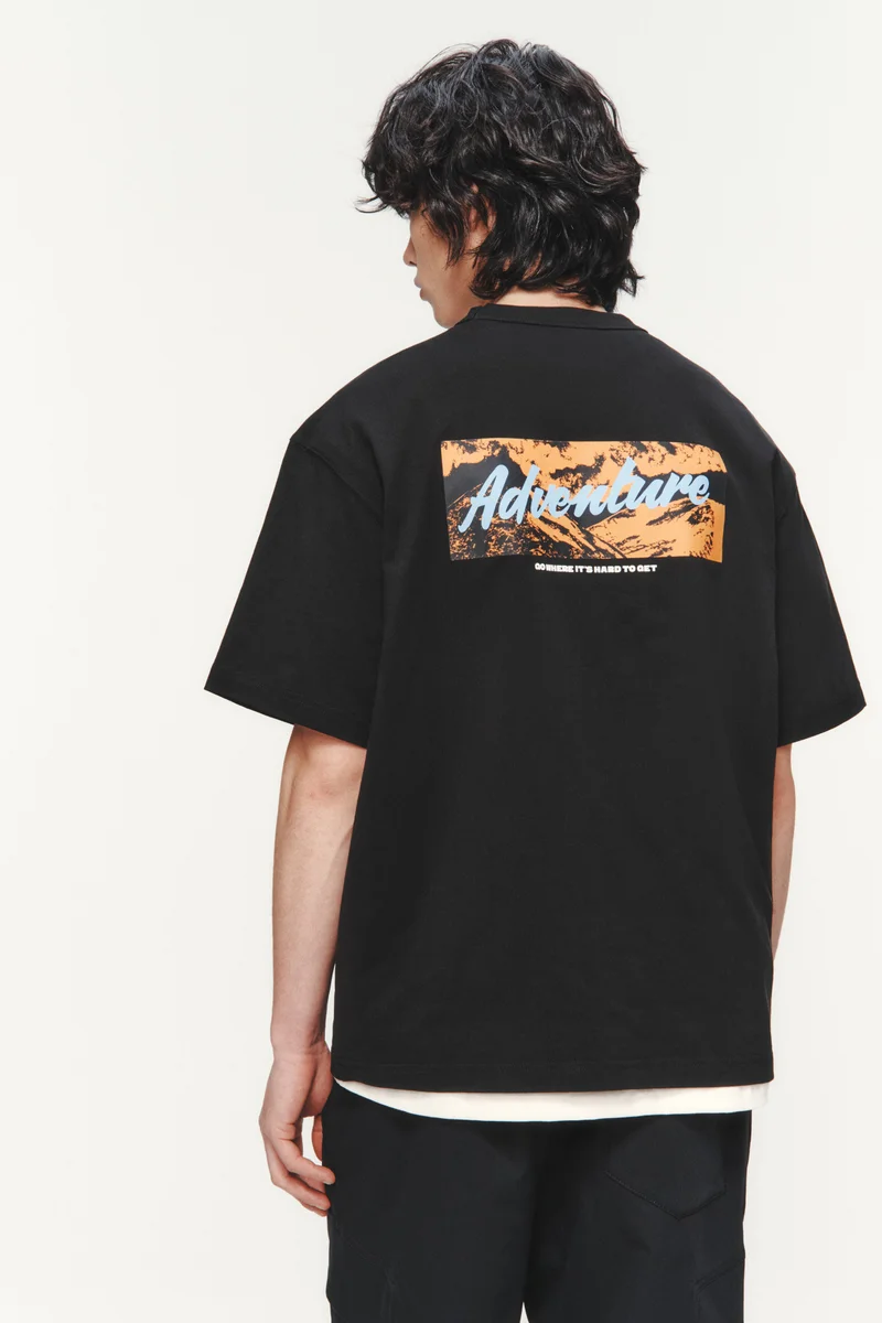 H&M  Loose Fit Printed Cotton T-shirt for Men | Best Price UAE