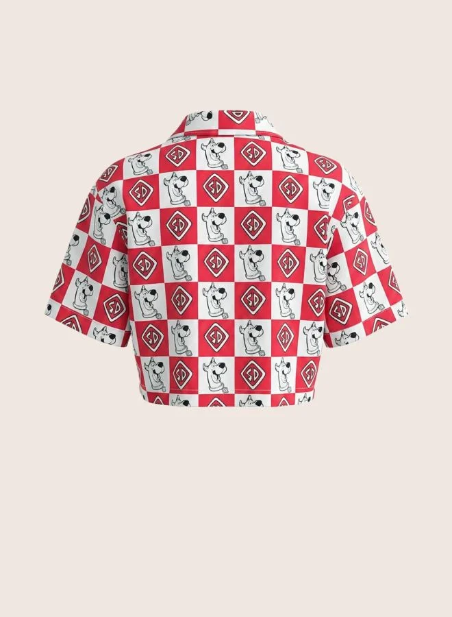 Freehand  Women Relaxed Fit Character V-Neck Short Sleeve Crop Boxy Shirt  | Best Price UAE