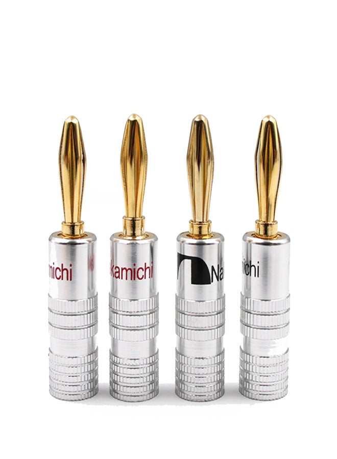 موصلات صوتية من نوع موز مطلية بذهب عيار 24 قيراط، موصلات مكبر صوت مزدوجة القفل اللولبي، موصلات موز لمكبرات الصوت، لوحة حائط سلكية، 12 زوجًا (24 قطعة) - Image 1