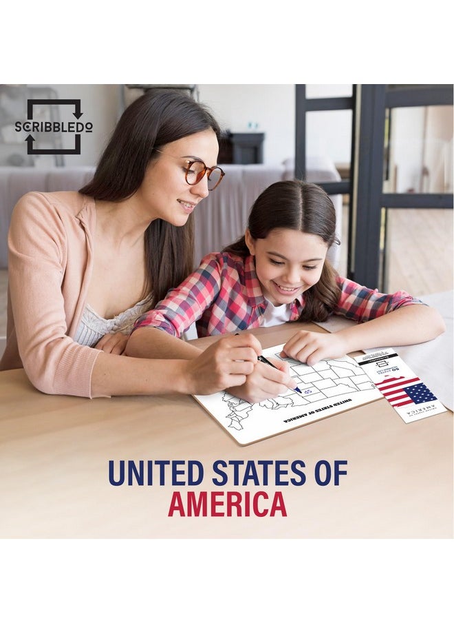 Scribbledo United States Map For Classroom Dry Erase Board For Kids Map Of The United States 11”X14” White Board Teacher Student Classroom Learning Practice Travel Usa Whiteboard  - Image 2