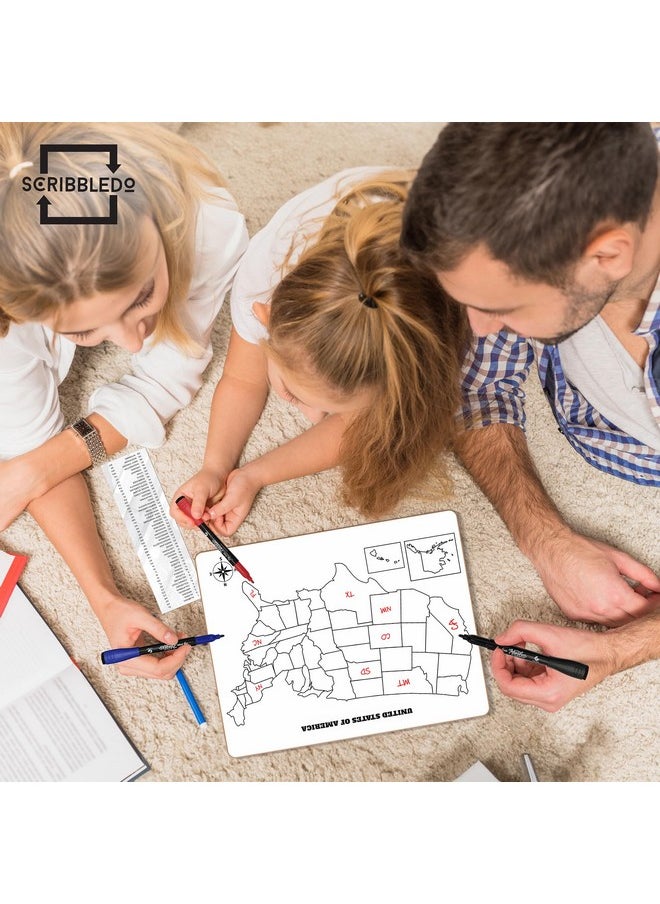Scribbledo United States Map For Classroom Dry Erase Board For Kids Map Of The United States 11”X14” White Board Teacher Student Classroom Learning Practice Travel Usa Whiteboard  - Image 5