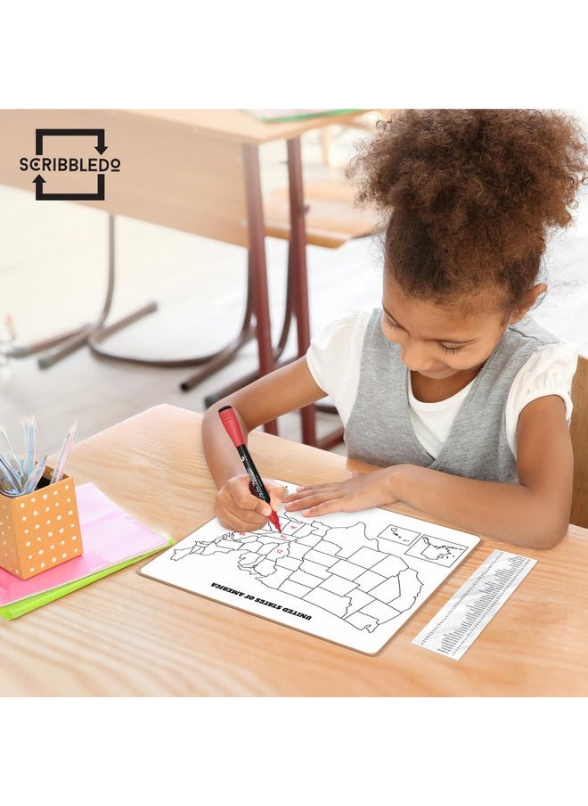 Scribbledo United States Map For Classroom Dry Erase Board For Kids Map Of The United States 11”X14” White Board Teacher Student Classroom Learning Practice Travel Usa Whiteboard  - Image 4