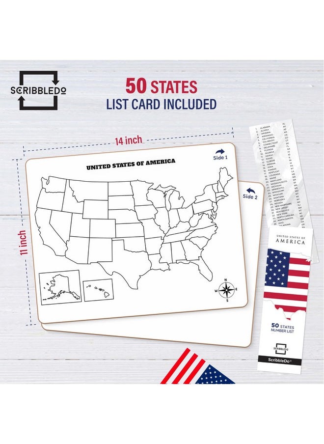 Scribbledo United States Map For Classroom Dry Erase Board For Kids Map Of The United States 11”X14” White Board Teacher Student Classroom Learning Practice Travel Usa Whiteboard  - Image 3