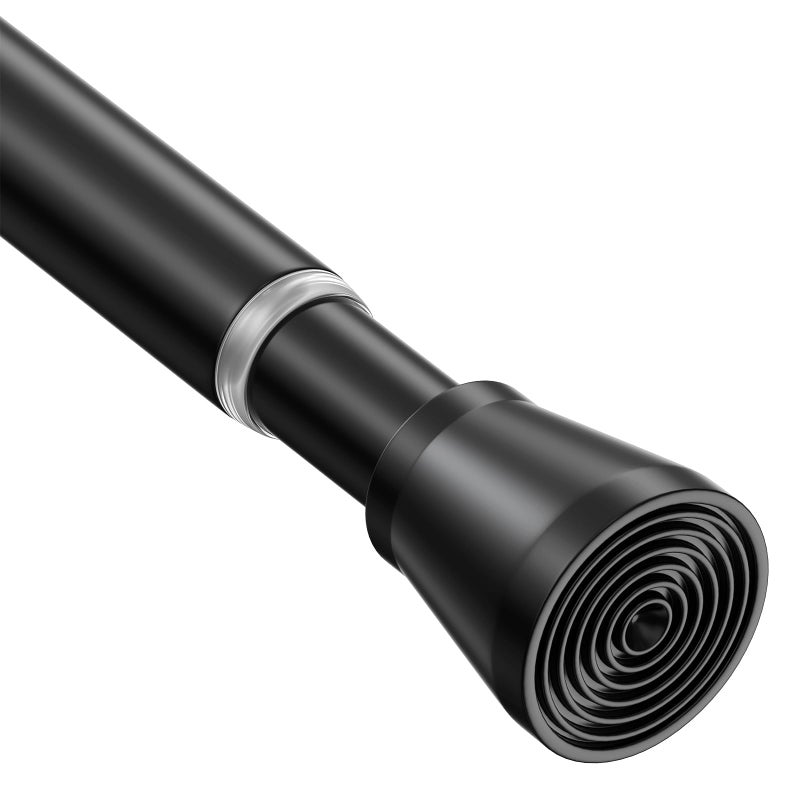 Zipglo Tension Curtain Rod for Windows 28 to 48 Inch Spring Loaded Curtain Rods Black Tension Rod No Drilling Small Shower Rod No Slip Spring Rods Adjustable Spring Curtain Rod