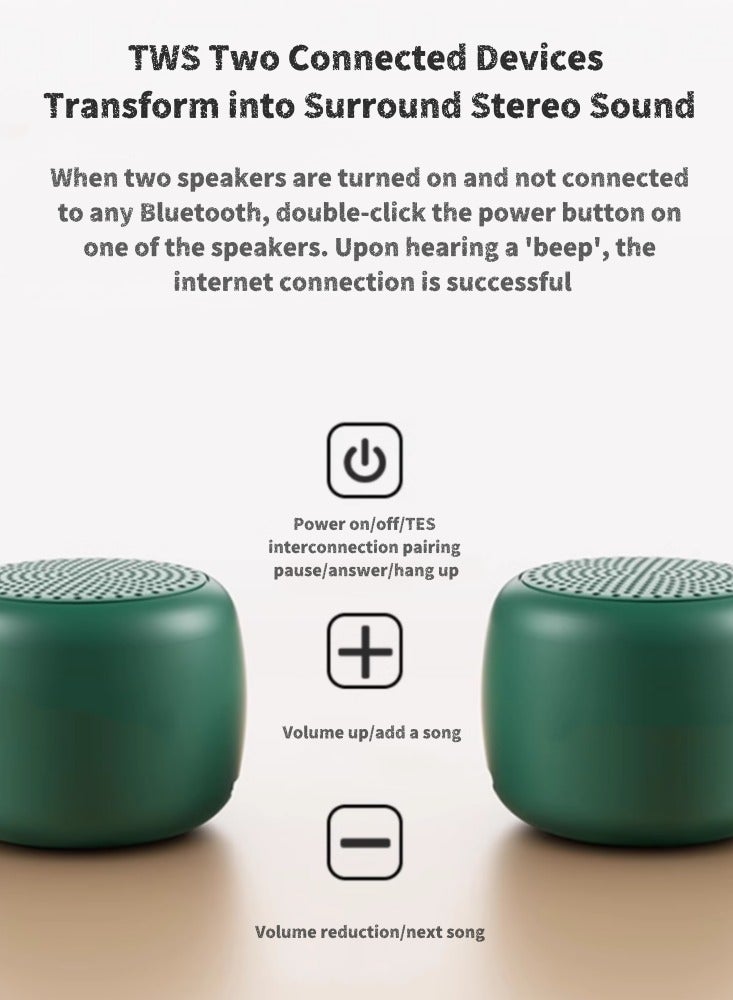 Portable Bluetooth Mini Speaker Outdoor Sports Running Mini Mini Speaker Mini Wireless Subwoofer Retro Green - Image 3