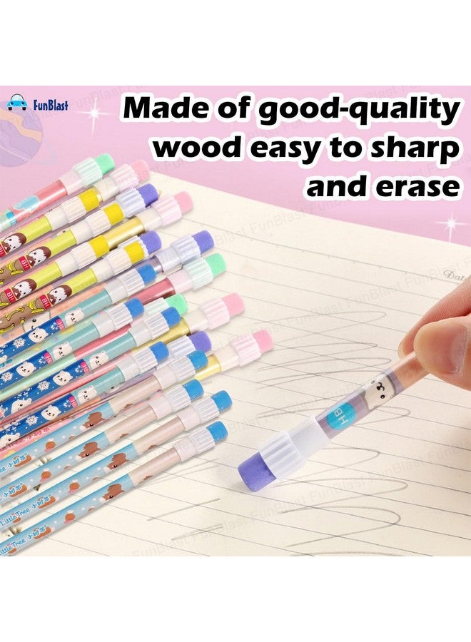 FunBlast Pencil Set for Kids - 24 Pcs Pencil Set with Sharpener, Erasers and pencil Grip, Kawaii Pencil Set, Pencil Stationery Kit for Kids, Boys and Girls, Return Gifts for Kids (Pack of 2) - Image 4