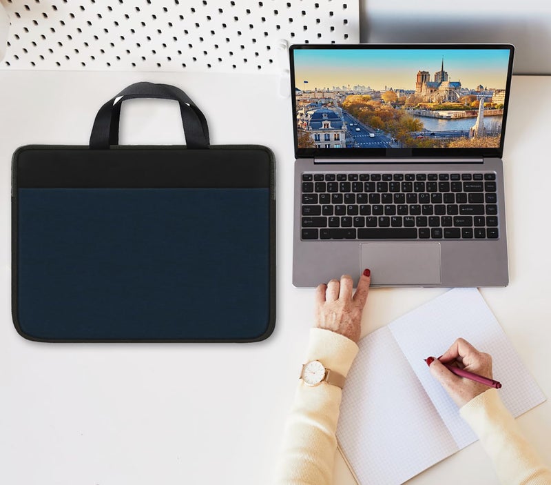 AREYLO حقيبة لابتوب، حقيبة سفر لابتوب 15.6 بوصة، حقيبة يد واقية مضادة للصدمات، غطاء كمبيوتر واقي، حقيبة حمل، حقيبة مستندات للابتوب 15" 15.6" من HP وAsus وAcer وDell وLenovo وUltrabook، (أسود/أزرق داكن) - Image 3