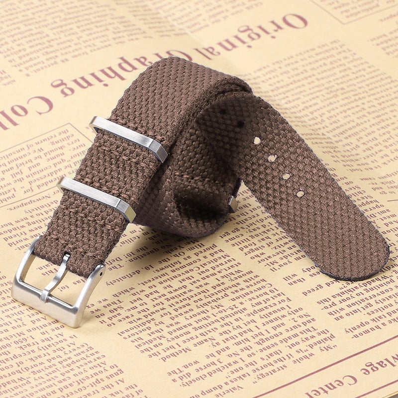 Generic NATO one nylon strap soft woven linen strap black blue green 20mm22mm men and women Brown